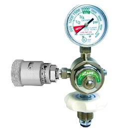 OXYGEN REGULATOR  BULLNOSE TOP ENTRY WITH SCHRADER VALVE